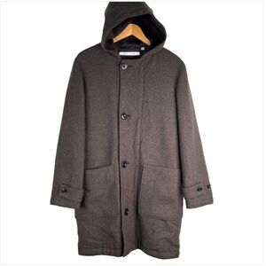 Uniqlo Lemaire Wool Coat XS Duffle Hood Brown Minimalist Quiet Luxury Old Money